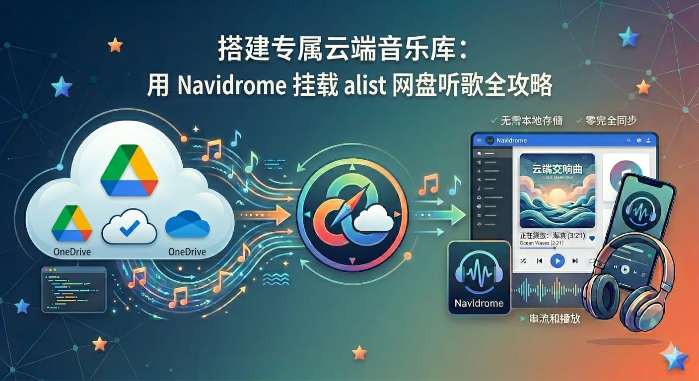 打造全自动云端音乐库：用Navidrome 挂载 Alist 网盘听歌